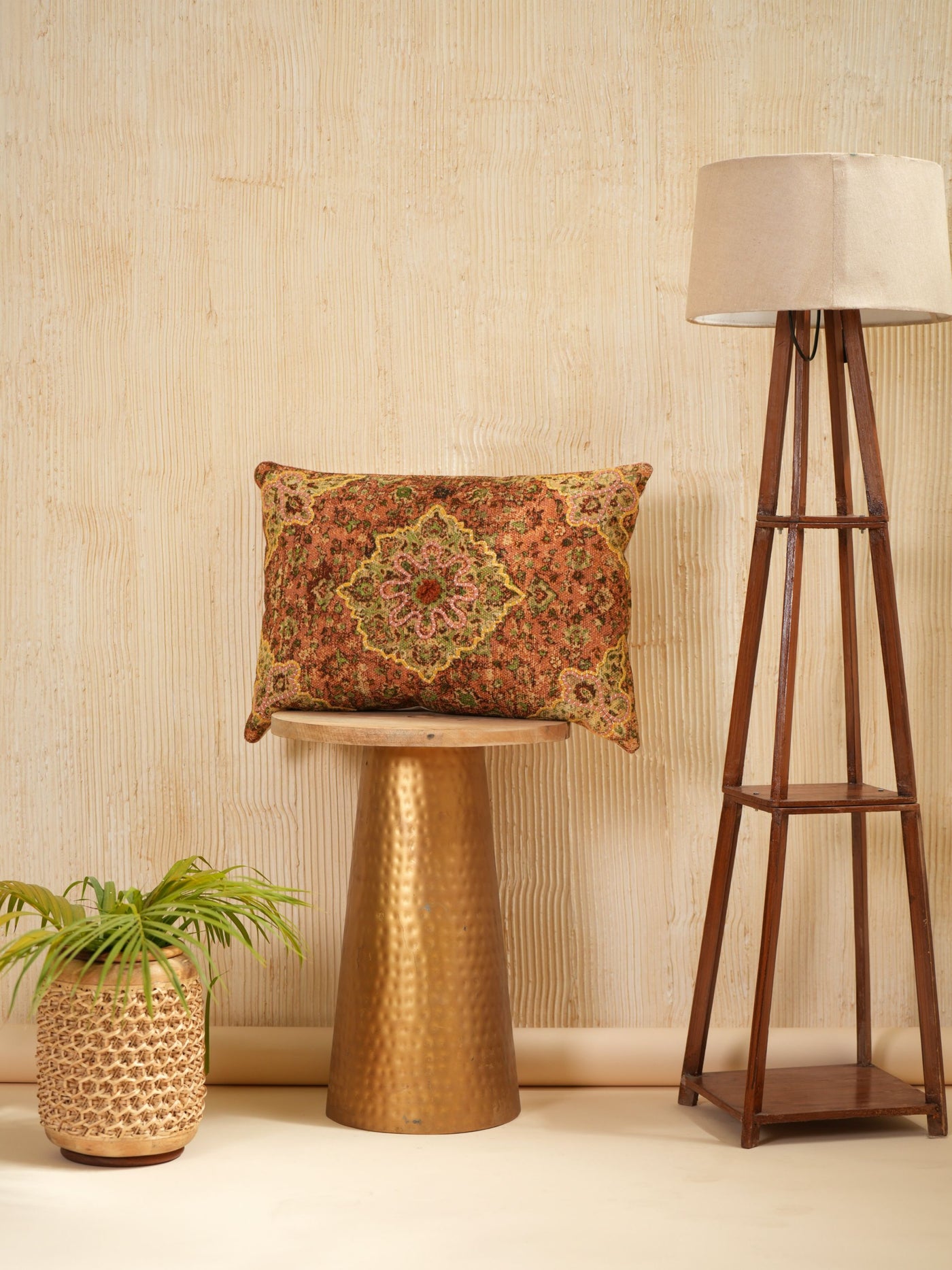 Regal Rust Embroidered Pillow Cover