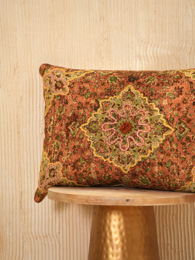 Regal Rust Embroidered Pillow Cover