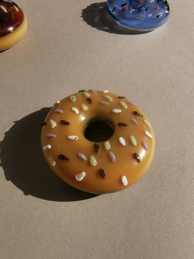 Retro Glass Donut Sculpture- Caramel