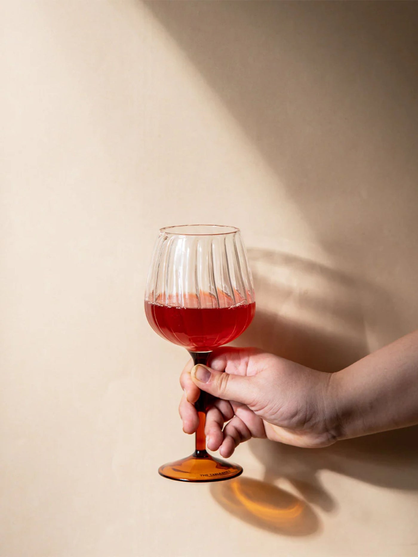 Ribbed Goblet Wine Glass - Amber