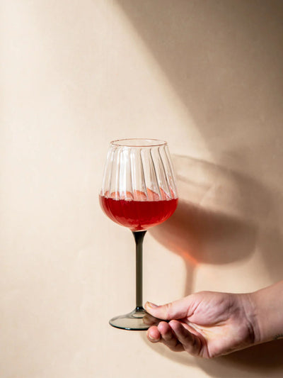 Ribbed Goblet Wine Glass - Smoke