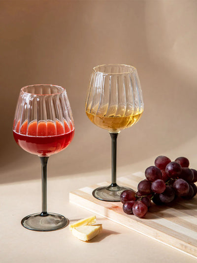 Ribbed Goblet Wine Glass - Smoke