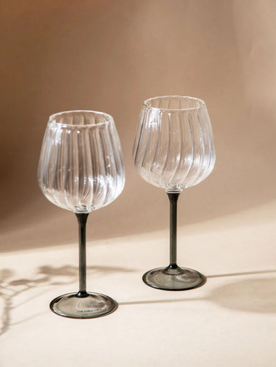 Ribbed Goblet Wine Glass - Smoke