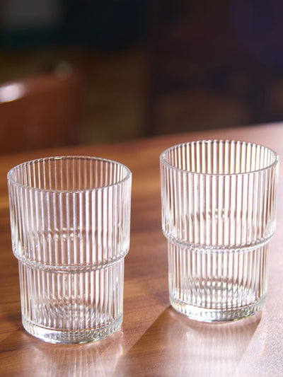 Ribbed Step Up Drinking Glass _ Set of 6