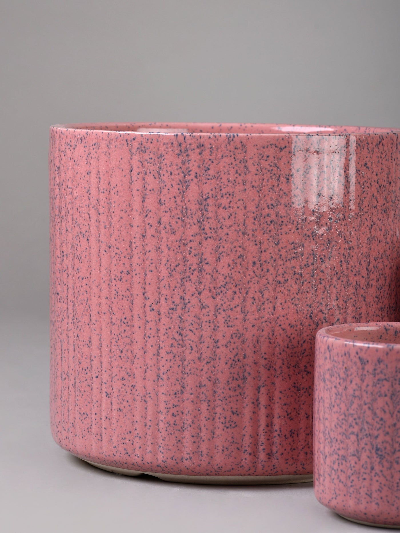 Ridged & Speckled Ceramic Planter Set of 3