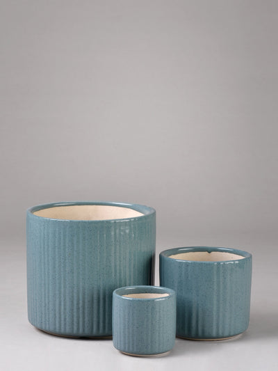 Ridged & Speckled Ceramic Planter Set of 3