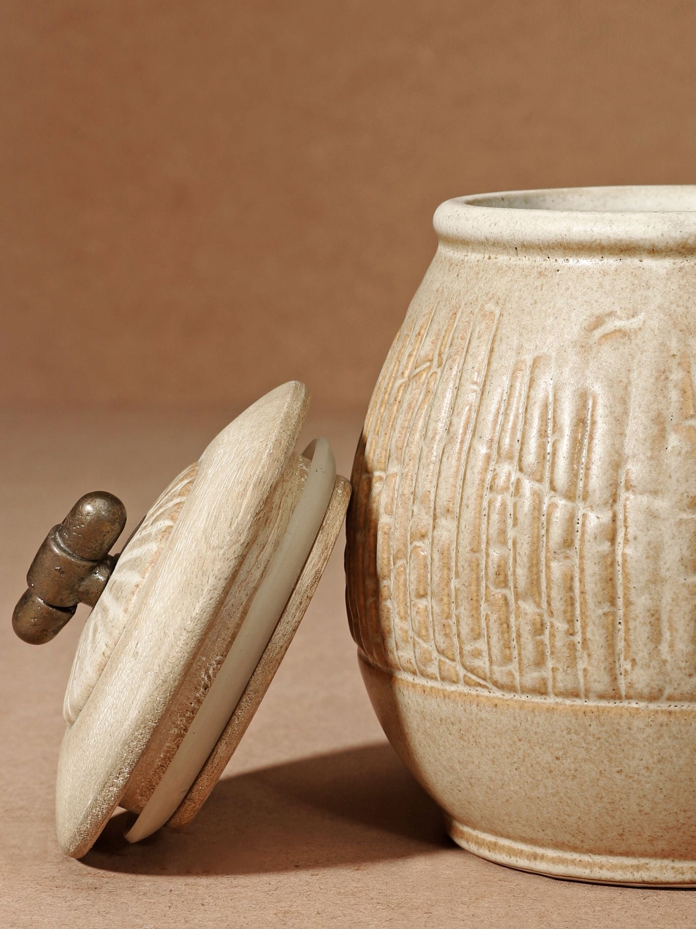 Ridged Ceramic Jar