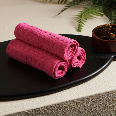 Rose | Cotton | Waffle | Face Towels - Set of 2