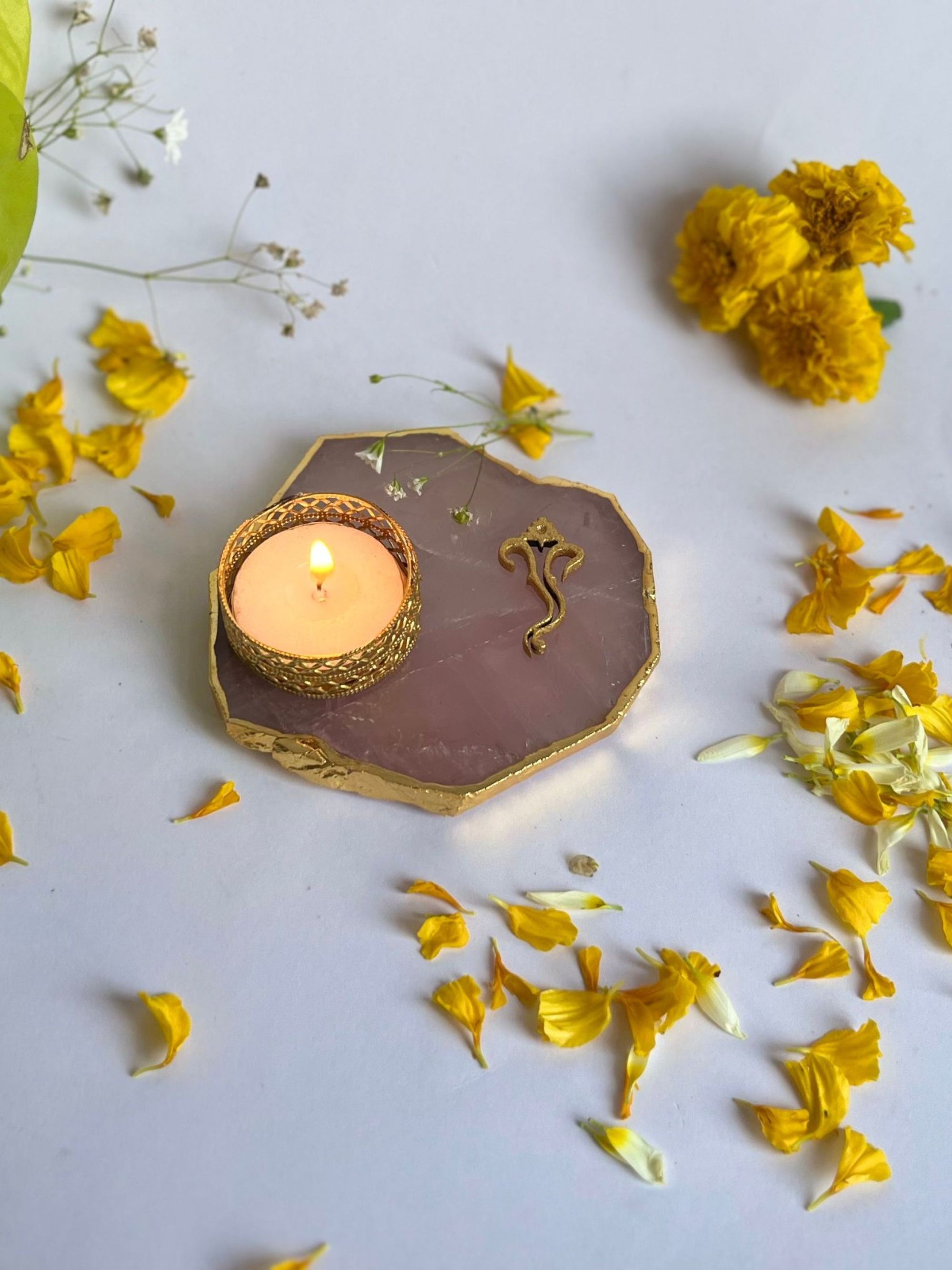 Tea Light Candle Holder with Ganesh Set of 2