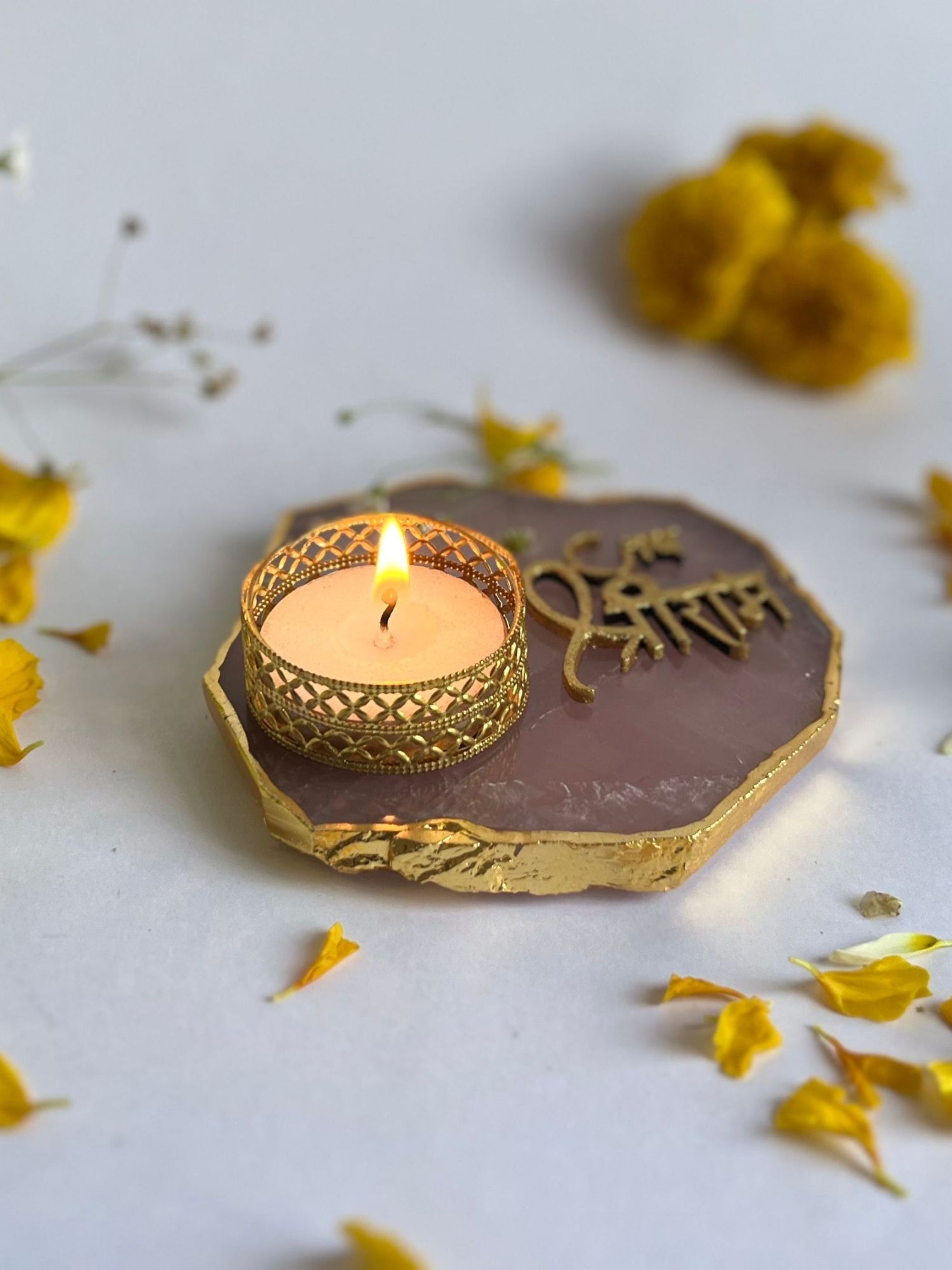 Jai Shree Ram Tea Light Candle Holder Set of 2