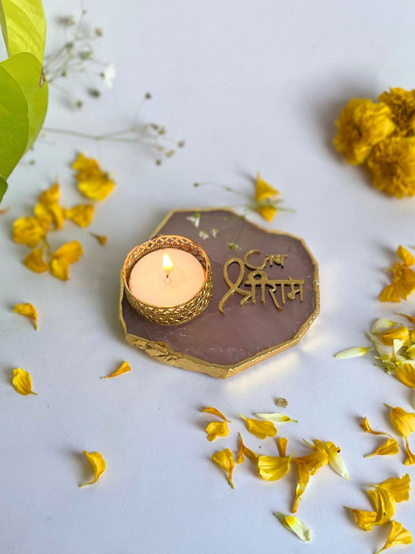 Jai Shree Ram Tea Light Candle Holder Set of 2