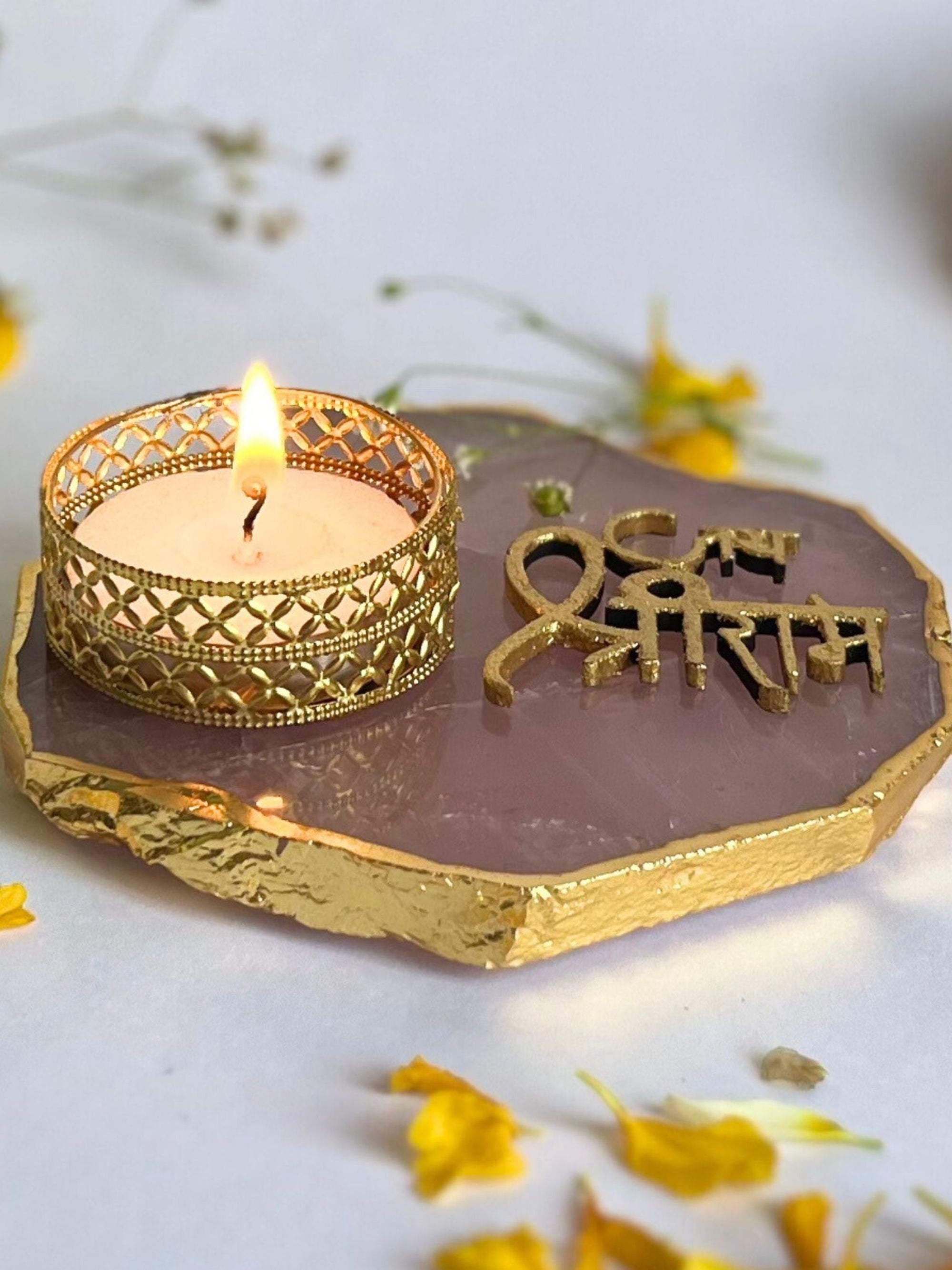 Jai Shree Ram Tea Light Candle Holder Set of 2
