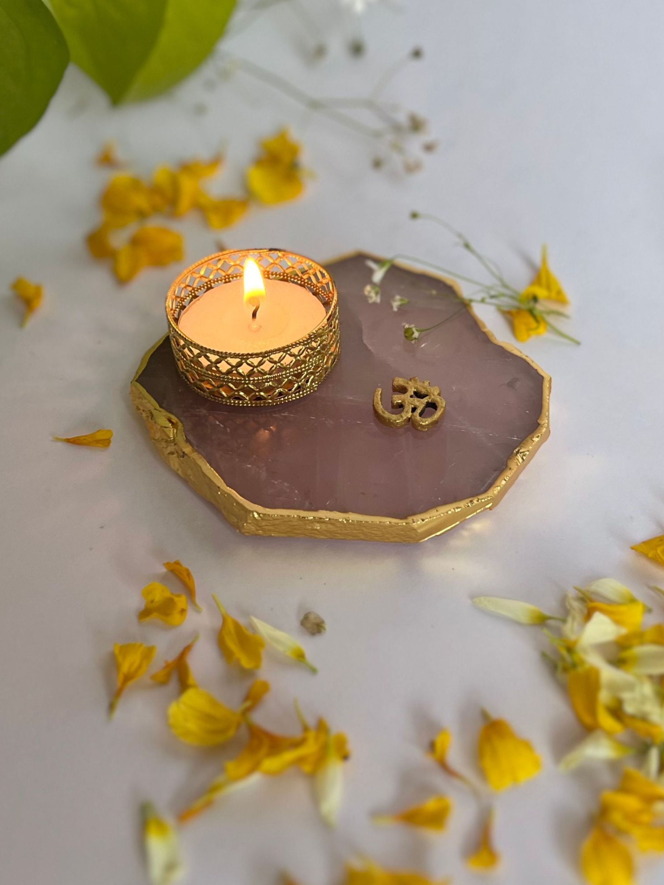 OM Tea Light Candle Holder Set of 2