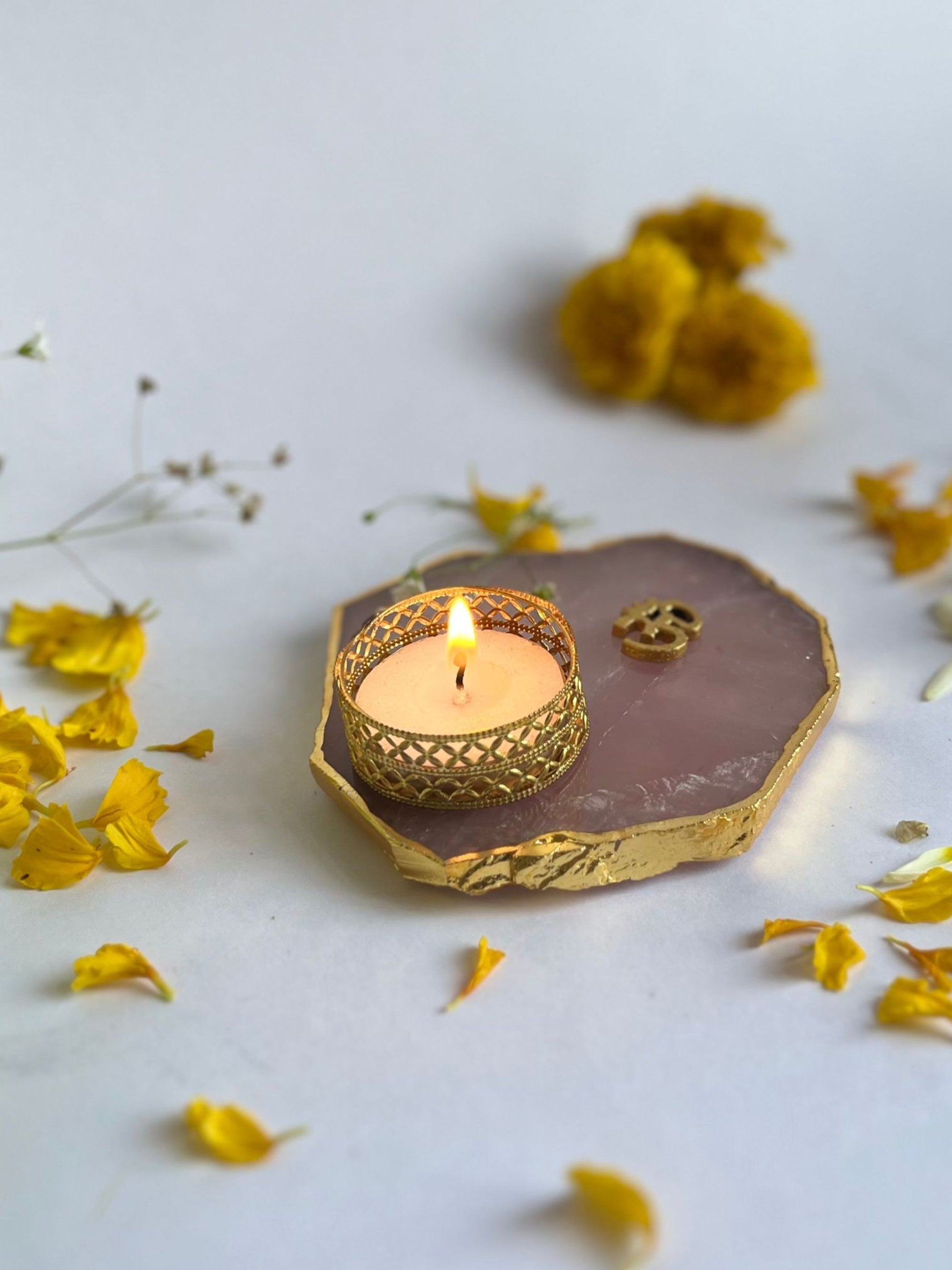 OM Tea Light Candle Holder Set of 2