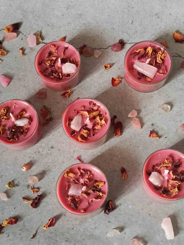 Tealight Candle Set Of 6 - Rose Quartz