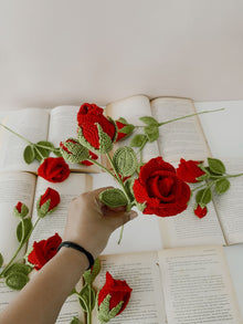 Crochet Flower -  Rose with 2 Buds