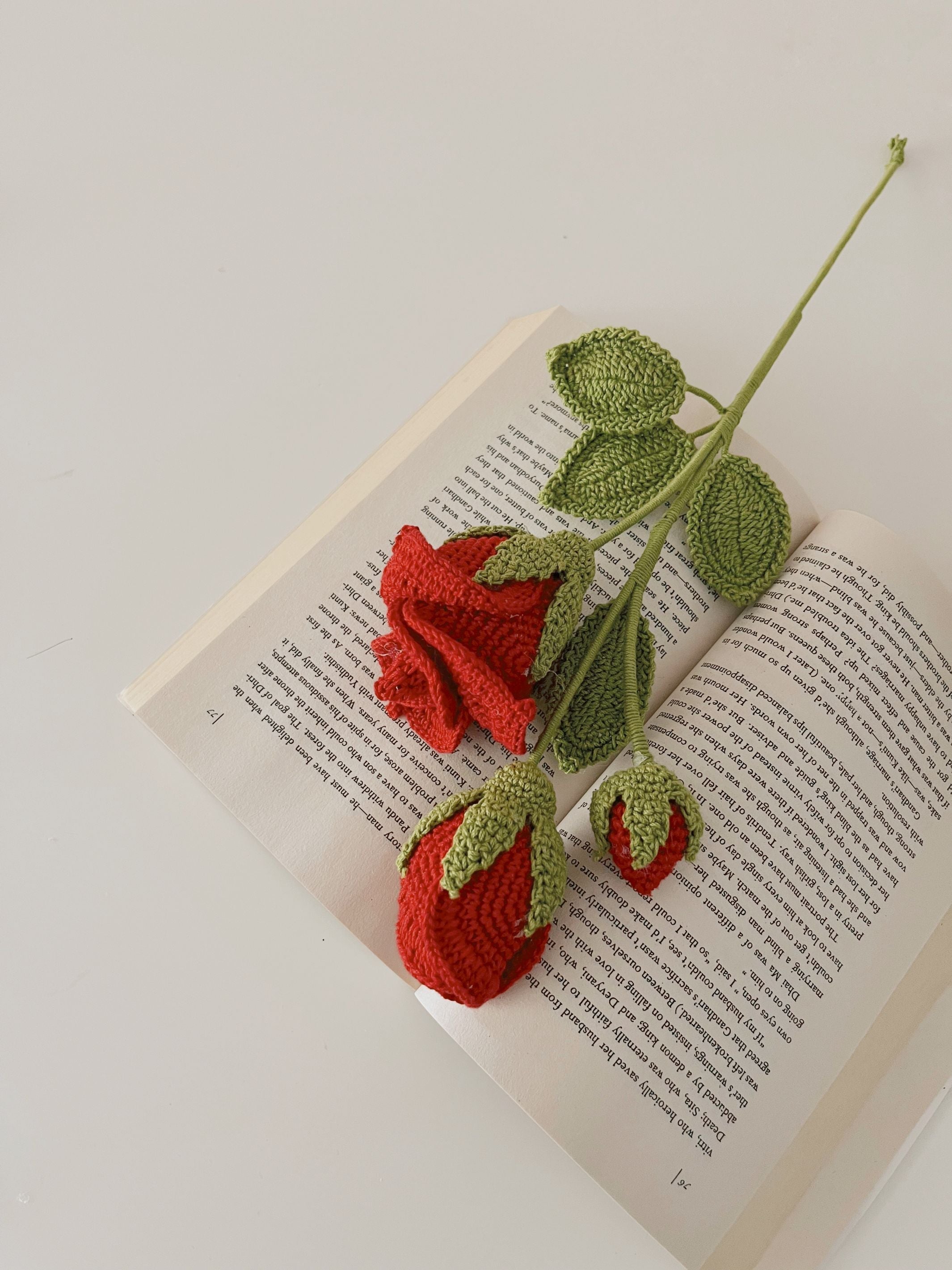 Crochet Flower -  Rose with 2 Buds