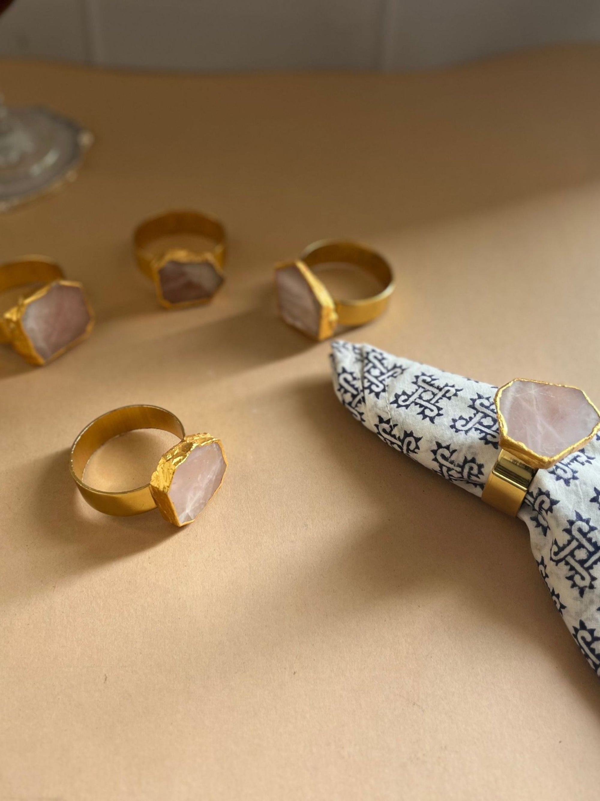 Crystal Agate Napkin Rings Set