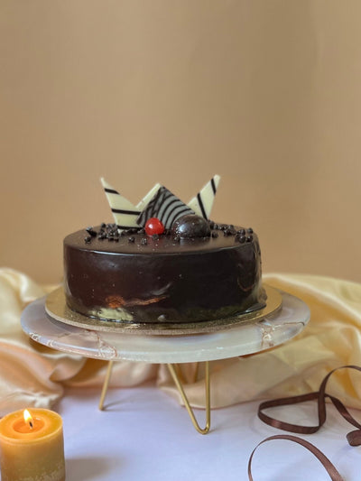 Round Agate Cake Stand with Metal Stand 10 Inch