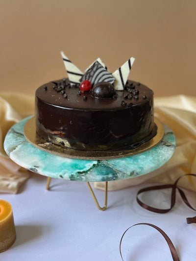 Round Agate Cake Stand with Metal Stand 10 Inch