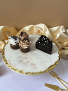 Round Marble Cake Stand with Wood 10 Inch White