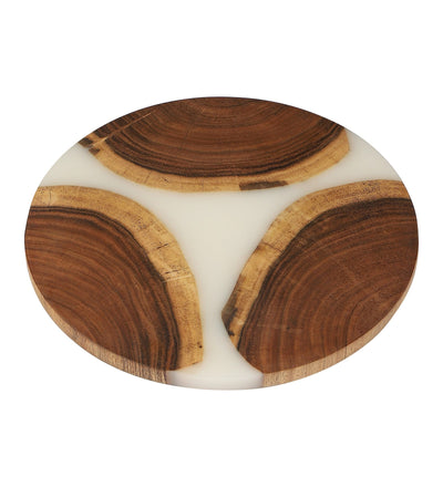 Lazy Susan Platter – Acacia Wood with Aqua Blue Resin Finish