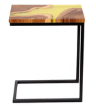 Premium Side Table – Teak Wood with Lemon Resin Finish