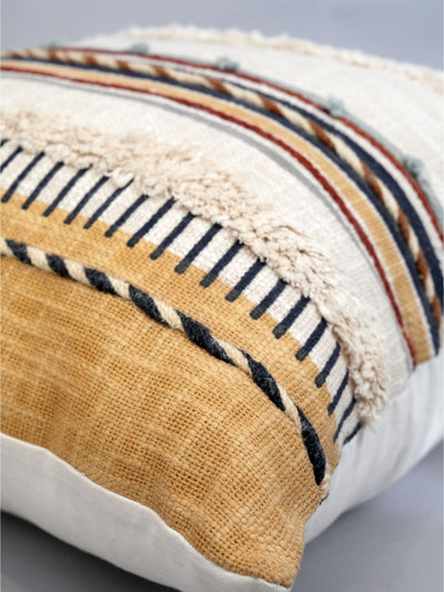 Rustic Striped Block Printed Cushion Cover