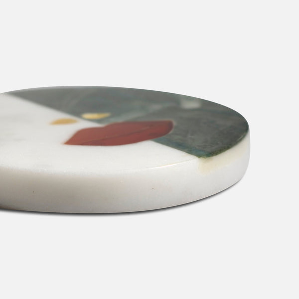 CECILIA - IVORY MULTI MARBLE TRIVET COASTER