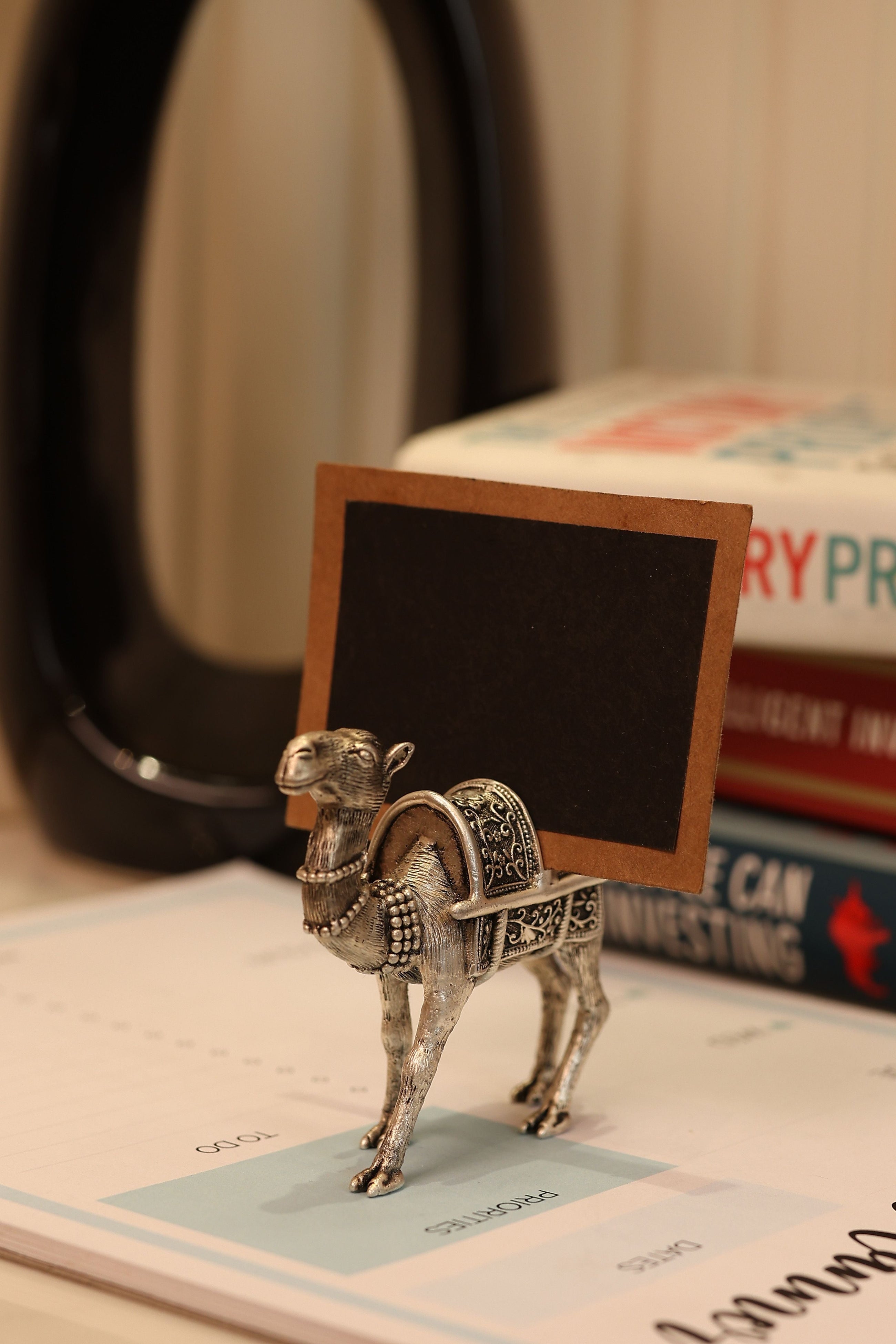 Camel Place Card Holder for Table in Silver Plating - Product Image 