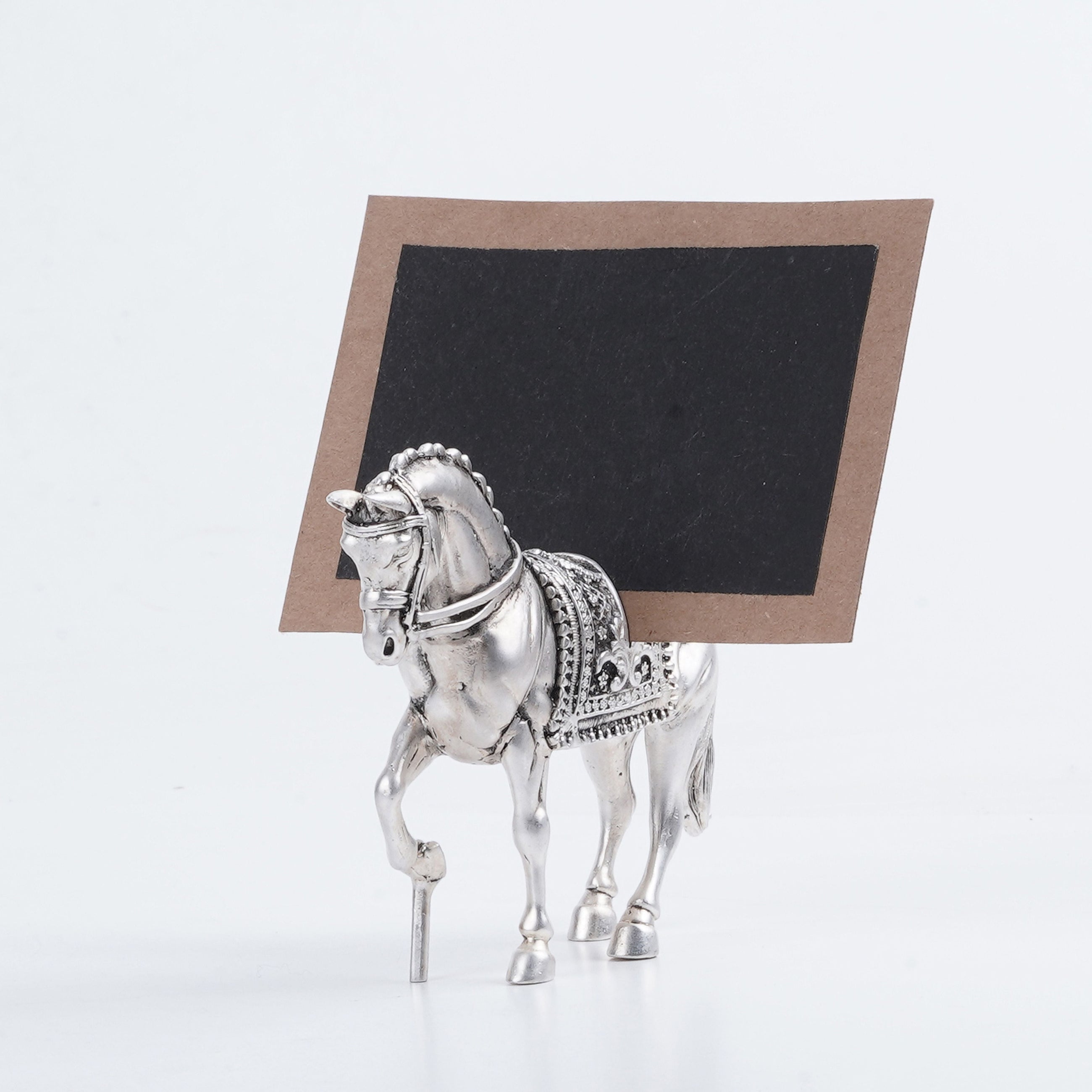 Horse Place Card Holder for Table in Silver Plating
