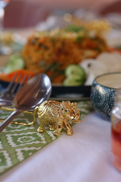 Elephant Carved Spoon Rest in gold plating