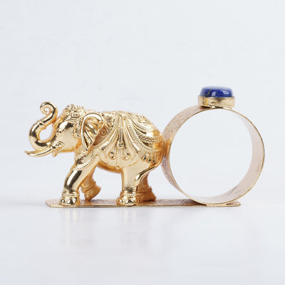Elephant Napkin Ring Set in Gold Plating