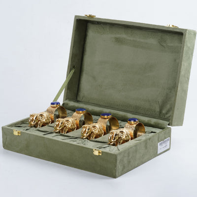 Elephant Napkin Ring Set in Gold Plating