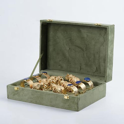 Elephant Napkin Ring Set in Gold Plating