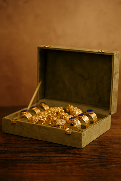 Elephant Napkin Ring Set in Gold Plating