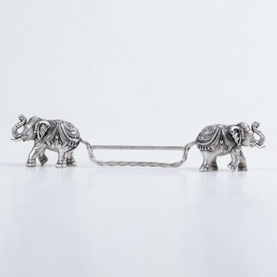 Elephant Carved Spoon Rest in Pure Silver Plating