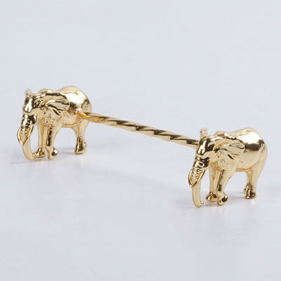 Front-Facing Elephant Spoon Rest in Gold Plating