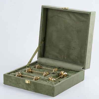 Front-Facing Elephant Spoon Rest in Gold Plating