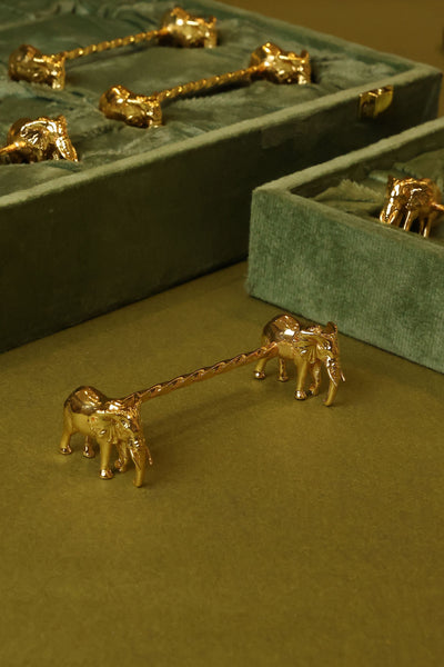 Front-Facing Elephant Spoon Rest in Gold Plating