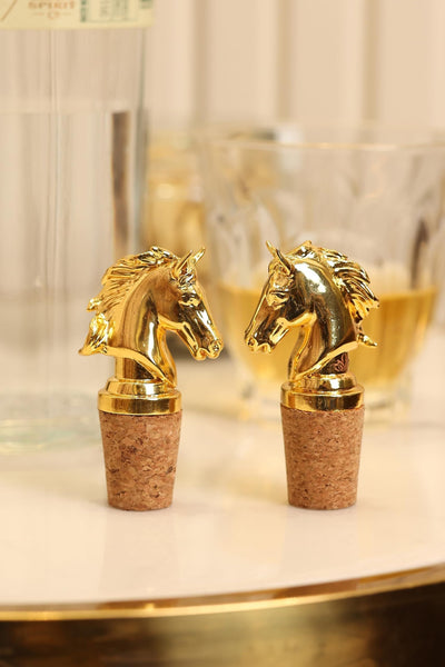 Horse Head Wine Bottle Stopper in Gold Plating