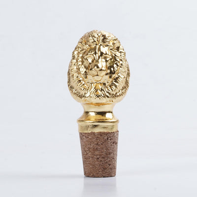 Lion Head Wine Bottle Stopper in Gold Plating