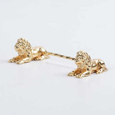 Twin Sitting Lion Spoon Rest in Gold Plating