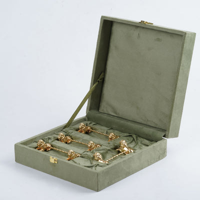 Twin Sitting Lion Spoon Rest in Gold Plating