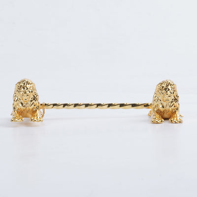 Twin Sitting Lion Spoon Rest in Gold Plating
