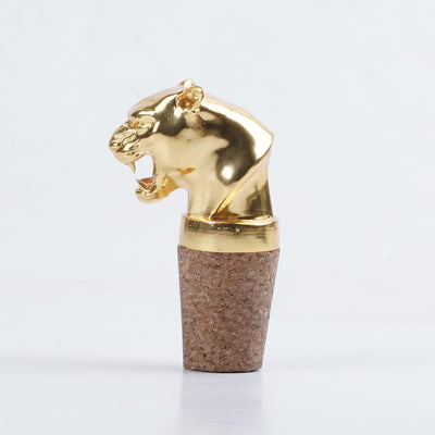 Roaring Panther Wine Bottle Stopper in Gold Plating