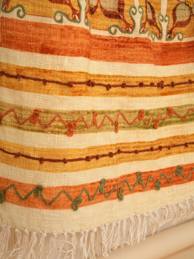 Saffron Serenity Embroidred Throw