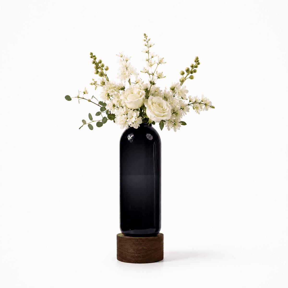 Saint Flower Vase With Wooden Base Tall