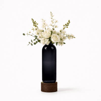 Saint Flower Vase With Wooden Base Tall