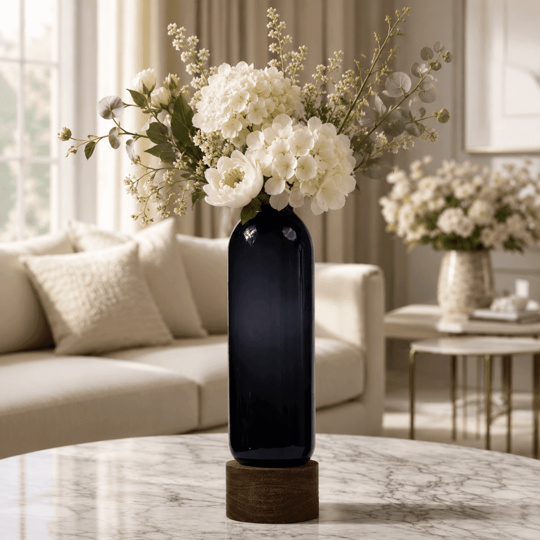 Saint Flower Vase With Wooden Base Tall